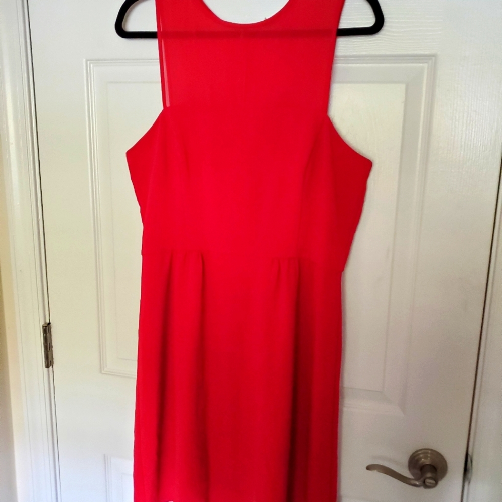 Banana Republic red sheer front dress 14 NWT
